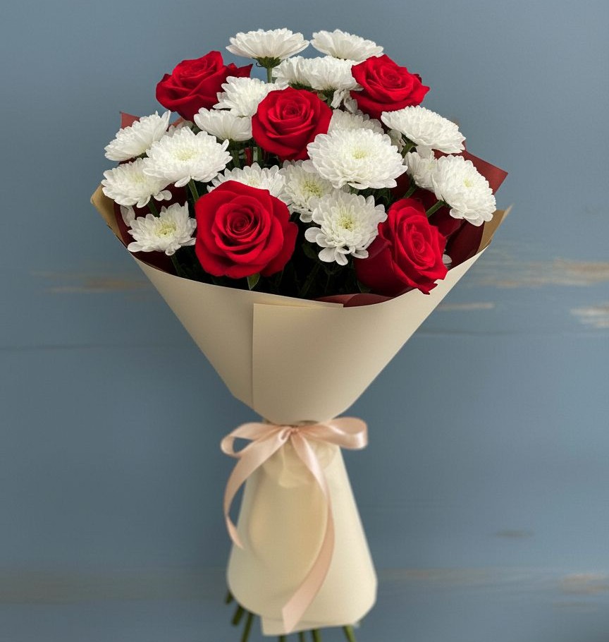 Букет цветов из: Розы и Хризантемы в Георгиевске