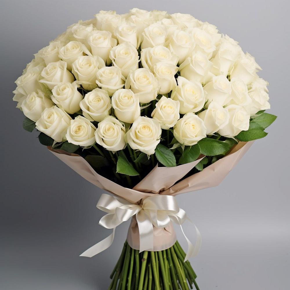 Букет 101 беля роза Белоснежка в Георгиевске