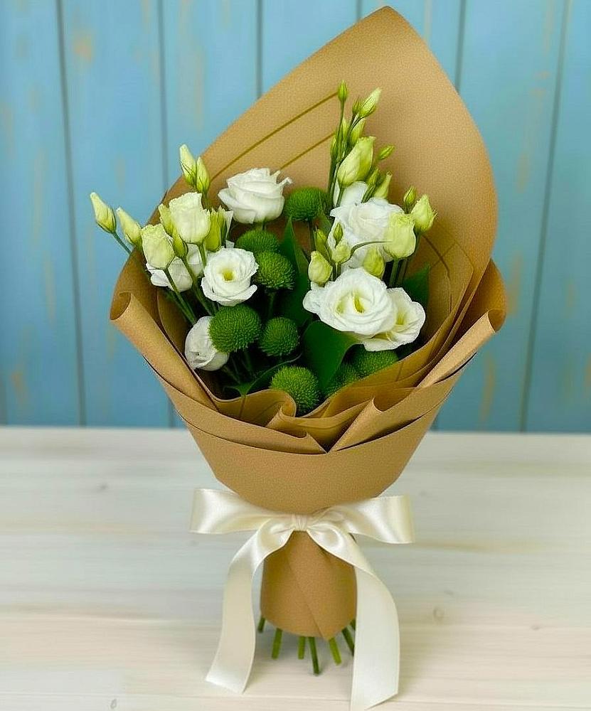 Букет цветов из: Хризантемы и Лизиантусы в Георгиевске