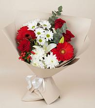 Букет цветов из:  Розы, Хризантемы, Герберы и Лилии в Георгиевске