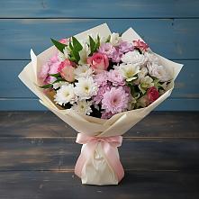 Букет цветов из:  Хризантемы, Альстромерии и Розы в Георгиевске