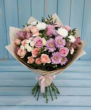 Букет цветов из:  Хризантемы, Розы и Альстромерии в Георгиевске