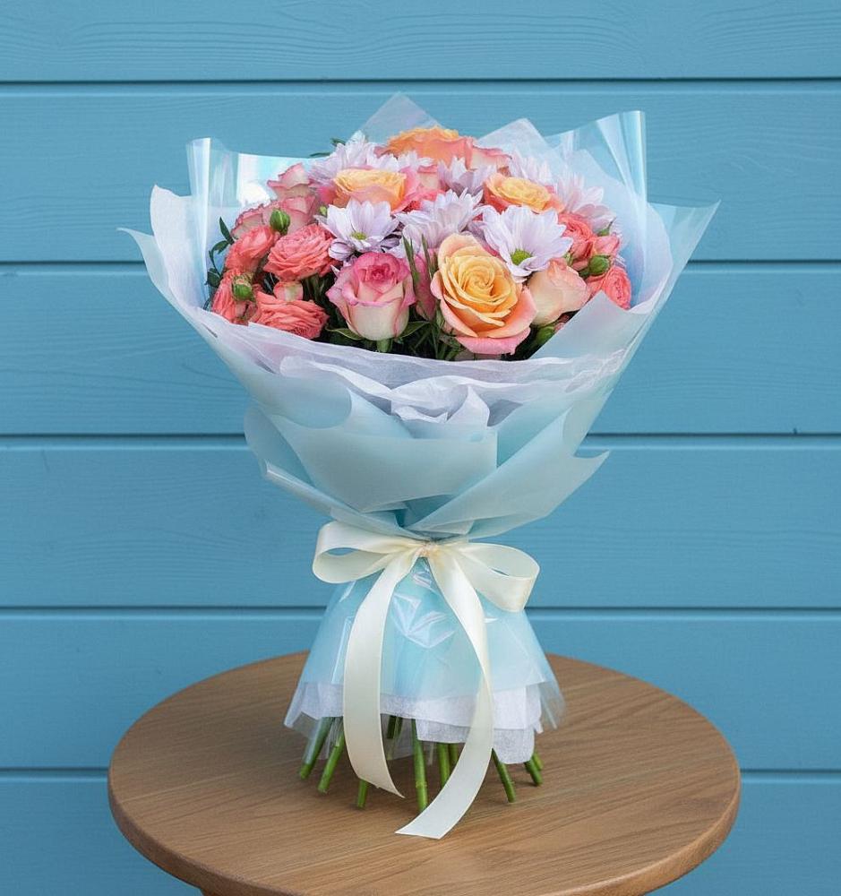 Букет цветов из: Хризантемы и Розы в Георгиевске